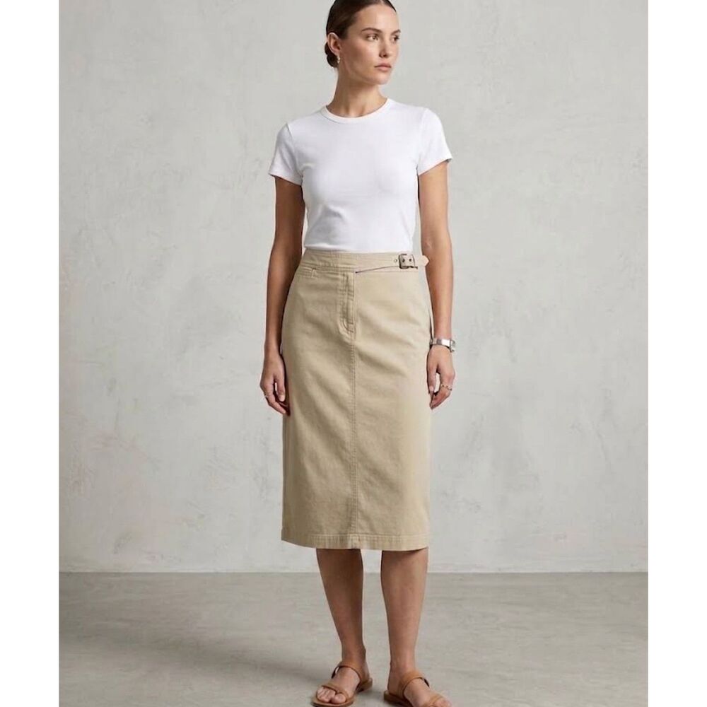 Christopher & Banks Ivory White Cotton Denim Maxi Skirt 14 Xl